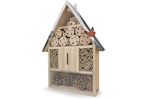 WILDLIFE FRIEND Großes Insektenhotel 39 x 23 cm – Naturbelassen und Wetterfest, Insektenhaus aus Naturholz für Bienen, Marienkäfer, Florfliegen & Schmetterlinge, Bienenhotel & Nisthilfe zum Aufhängen