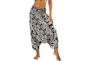 Nuofengkudu Femme Sarouel Pantalons Bouffants Ethnique