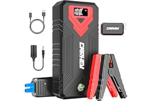 CARHEV Jump Starter Power Bank for Cars, 3000 A Peak Current Car Jump Starter Power Bank with LCD Display for up to 8 L Petrol and 8 L Diesel Engine, 12 V Jump Starter with USB Quick Charge and LED