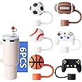 6-Piece Baseball Straw Covers for Stanley Cup, 0.4in/10mm Diameter Straw Toppers Cap,Compatible with Stanley 20 30&40 0z Cup, Dust-Proof Straw Caps for Water Bottle