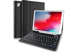 Yeegnar Tastatur Hülle für iPad 9.7 QWERTZ Deutsches Tastatur iPad 9.7 2018 (6. Generation)/2017 (5. Generation)/Pro 9.7/Air 2/Air 1 mit Slim Schutzhülle mit Pencil Halter Schwarz
