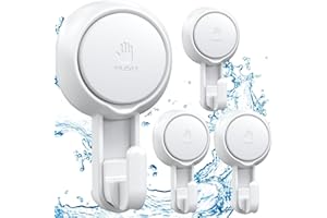 Luxear Lot de 4 Crochet Ventouse Mural Puissante 5KG, Crochet Ventouse Salle de Bain Douche Porte Serviette Manteau, Crochet à Ventouse Plastique Accroche Torchon Ustensiles Cuisine, Ventouse Blanc