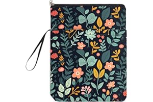 NICENEEDED Book Cover with Zipper, Petal Printed Waterproof Book Sleeve Pouch with Front Pocket, Book Protector for Paperbacks, Washable Case, Multifunctional Storage Bag for Hardcovers