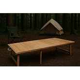 pratikoutdoor Katlanır Sabit Ayaklı Kamp, Piknik ve Bah&ccedil;e Masası 70x120 cm - Ham Naturel Renk