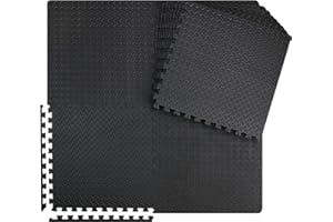 LITTLEHANSON Puzzlematte for Laufband Bodenschutzmatte[50x50cm] - 48 extra Dicke Fitnessmatte Gummimatte Bodenmatte Airtrack Matte Sportmatte Rutschfeste Schutzmatten for Homegym (Schwarz)