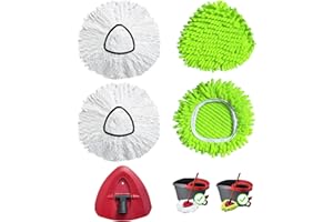 PUREBLISS 4 Pezzi Testine Di Ricambio Per Vileda Mocio Rotante, Ricariche Per Mocio In Microfibra Compatibili Con Mocio a Rotazione Triangolare,Con 1 Base Rotante Per La Pulizia Del Pavimento