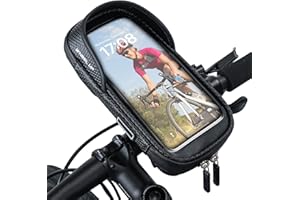 Porta Cellulare Bici Impermeabile, TAIKOUL Supporto Bici Telefono Moto 360° Rotazione, Borsa da Manubrio per Tubo Anteriore della, con Spazio per Riporre Touchscreen per Smartphone sotto 7''