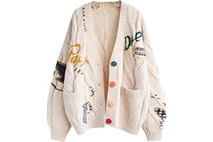 Yrkcah Cardigans for Women UK New Light Wieght Elegant Knit Cardigan Pattern Printed Button Everyday Long Sleeves Coat Sale Clearance Jumper Knitwear One Size