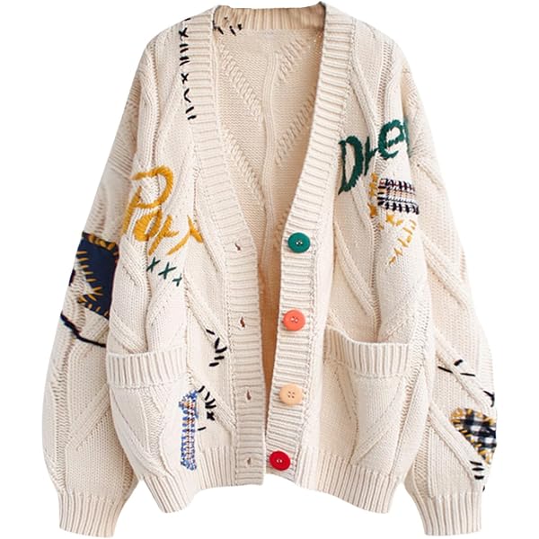 Women's Cute Cable Knit Open Front Cardigan Kawaii Long Sleeve