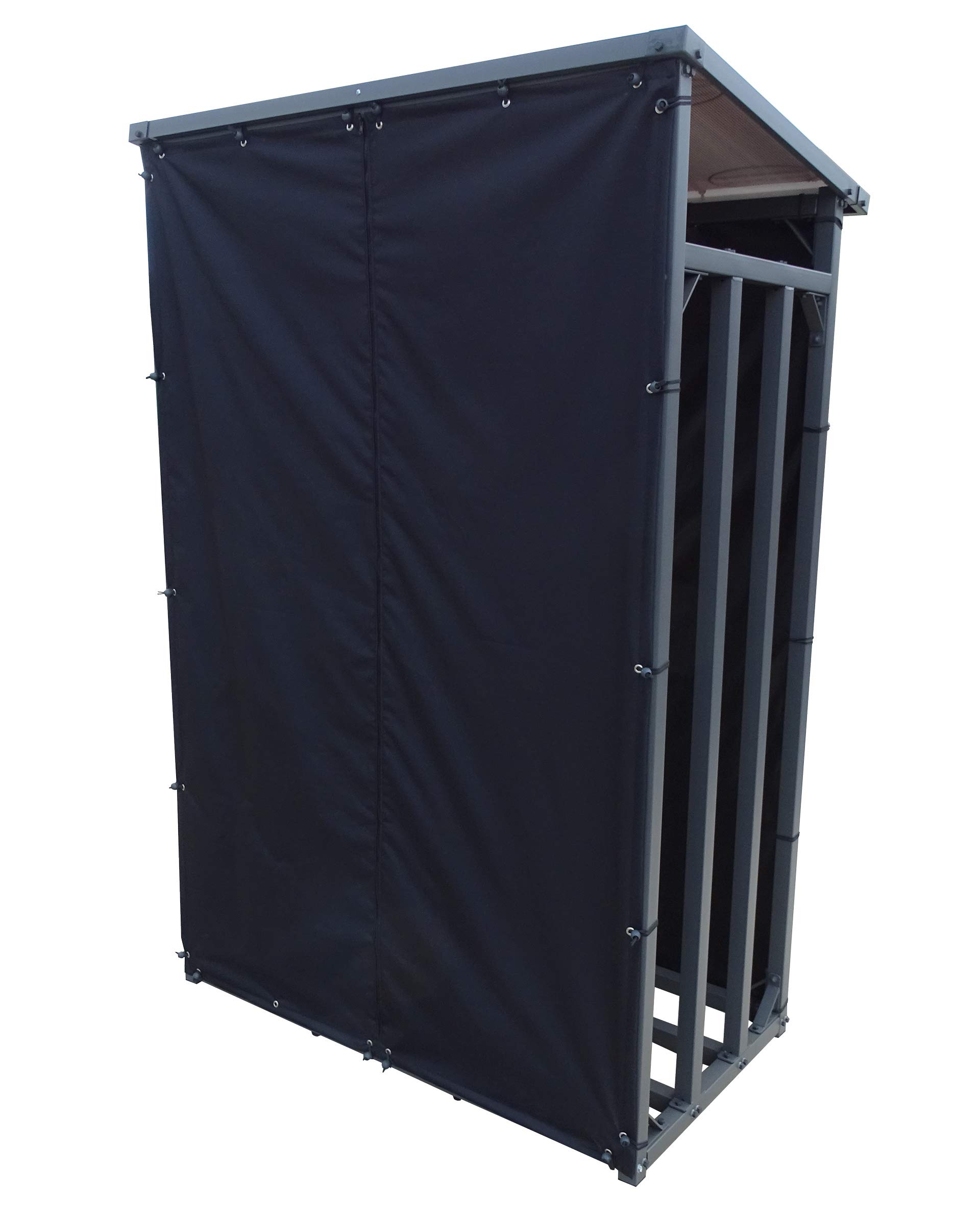 QUICK STAR Metall Kaminholzregal Anthrazit 130 x 70 x 185 cm Garten Kaminholzunterstand 1,6 m³ Stapelhilfe Aussen mit Wetterschutz Schwarz – Bild 8