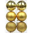 Smizzy Christmas Big Ball Ornaments 3 Different Patterns | Tree Balls with Hanging Loop for Xmas | Holiday | Wedding | Party Decoration | 7 cm Diameter | Pack of 6