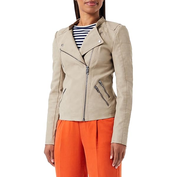 Dames Imitatie leren biker jas zwart - Leather City