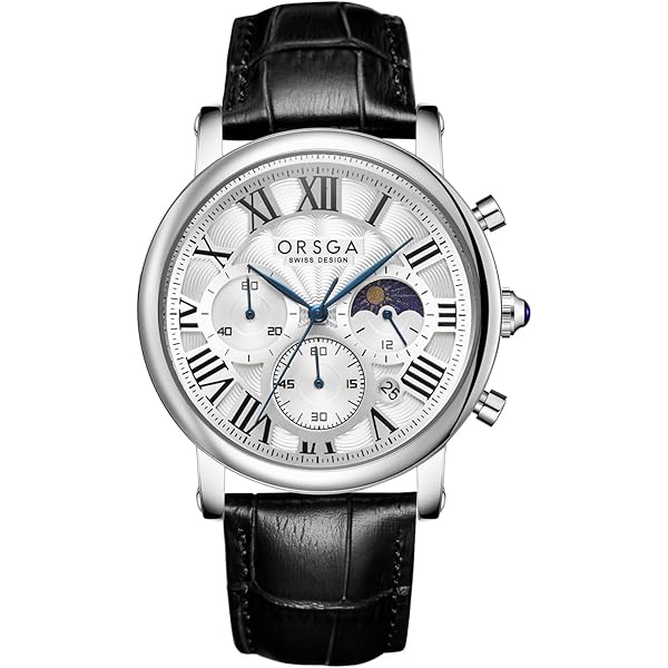 OROLOGIO RECORD CO Geneve Triplo Calendario Fasi Lunari Orologio Da Polso Quadrante EUR 112,04