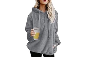 UMIPUBO Sweat Femmes Pull Pullover Oversize Hoodie Sweat à Capuche Poche Zippées Casual Flanelle Moelleux Chaud Automne Hiver Mode Sweatshirt Manches Longues Outerwear Tops