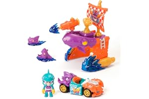 T-RACERS Pirate Shark – Barco pirata con 1 piloto y 1 coche de carrera exclusivo, Pista de coches de juguete, unisex