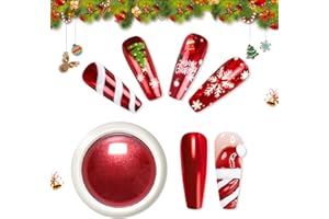 ‎BISHENGYF Red Chrome Nail Powder- Spiegel Effek Rot Chrome Nagelpuder, Mirror Glazed Cromepulver Nägel Puder Metallic Glitter Nail Pigment Pulver für Nägel