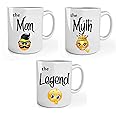 iTRONiK 3 Mugs The Man, The Myth, The Legend Family Mugs, The Boss Family Sibling Funny Family Mug Mum Dad Baby Mug Set