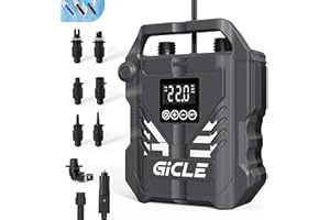 GICLE Paddle Board Pump Inflation Electric - High Pressure Dual Stage Inflation, Auto-off with 12V DC Car Connector, for Paddleboard/Inflatable Bed/Mattress and Portable Boat