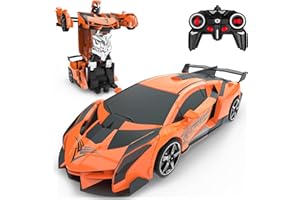 BAZTOY Transformator Ferngesteuertes Auto für Kinder, 2-in-1 Auto & Roboter Spielzeug mit 360 ° Rotazione, 2,4 GHz RC Polizeiauto Kinderspielzeug für Jungen Mädchen ab 3 4 5 6 7-12 Jahren Geburtstag Geschenk