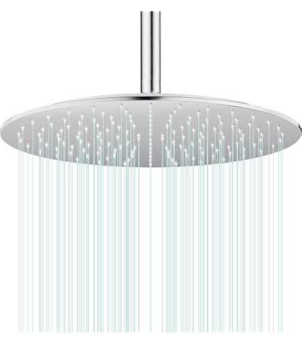 NearMoon Soffione Doccia A Pioggia 40x40 Cm - Ultra Sottile, Alta Pressione, Acciaio Inox, Oro Cromato
