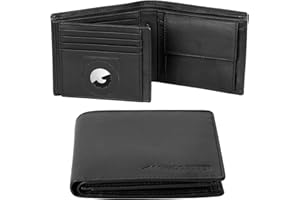 Marc Peter® California AirTag Wallet mit Münzfach und RFID-Schutz | AirTag Geldbeutel | Apple Airtag Portemonnaie | Schwarz Nappa Geldbörse