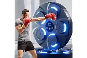 JANEEPOCH Máquina De Musical De Boxeo Montada En La Pared Saco De Reacción De Boxeo con Inteligente Bluetooth y Luces LED Almohadilla De Boxeo para Divertido Juego de Lucha El Alivio del estrés (Color : Black