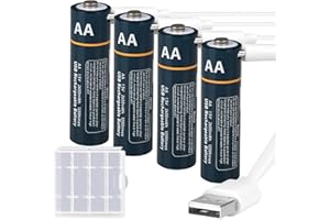 Kamnnor AA Akku 1,5v USB C Batterien aa,2600mWh Lithium Batterie AA Akkus Wiederaufladbar,Typ C Schnellladung in 2 Stunden,1200 mal Zyklusaufladung,4 Stück