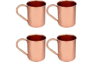 Zap Impex® Lot de 4 tasses en cuivre pur pour Moscow Mule, sans revêtement, en cuivre pur, idéal pour contenir toute boisson fraîche éblouissante. Pour bar ou la maison