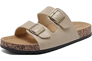 YUHITYGZGS Cork Footbed, Women Men Sandals with Adjustable Buckle Straps for Summer Beach Slip On Slippers Open Toe Slides Mules Outdoor Indoor