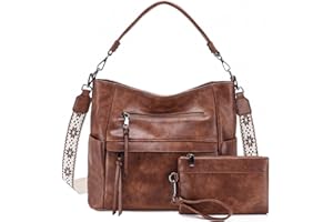 VASCHY Sac à Main Hobo Femme, Sac Bandoulière Femme Cuir PU Grande - Sacs à Main Portés Épaule/Portés Main avec Portefeuille pour Shopping, Travail et Voyage