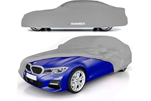 BUSHBOCK PREMIUM COVER BUSHBOCK Copertura Premium BUSHBOCK® Copriauto Premium per interni Telo protettivo in tessuto satinato Telo copriauto per garage per interni 2 colori, 4 misure (Grigio argento, L)