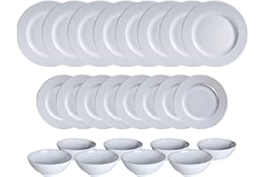 Kahla Nature Dinnerware 24 Piece Porcelain Dinnerware Set - 8 Person Setting - 8 Dinner Plates, 8 Side Plates, 8 Cereal Bowls - White