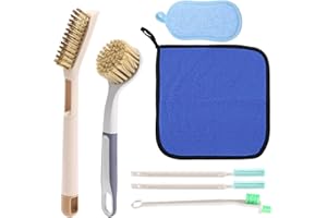 LYREH 7pcs Kit de Brosse Nettoyage Friteuse, Brosse Friteuse a Air avec 3 Styles Brosses Serviette Éponge Accessoires Nettoyage Cuisine pour Éliminer Les Graisses Tenaces et Résidus Alimentaires