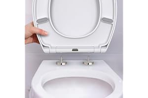 VIVO TECHNOLOGIES Premium Duroplast Toilet Seat, Heavy Duty Soft Close Toilet Seat with One Button Quick Release, O-Shaped Stainless Adjustable Hinges Scratch Resistant Loo Seat, Top Fixing, White