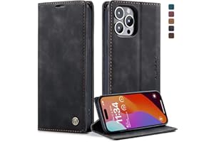 Monweicz Mobile Phone Case for iPhone 15 Pro Max Case Premium Leather Folding Flip Case Magnetic Card Slot Stand Function Flip Case Protective Cover for iPhone 15 Pro Max - Black