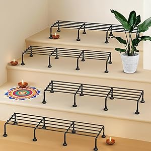 Pivalo 24 Inch Rectangular Plant Stand (Pack of 4)| Heavy Duty Metal Gamla & Flower Pot Holder with 7 Layer Anti-Rust Coating | Planter Stand for Indoor Outdoor Balcony Patio Living Room & Home Garden