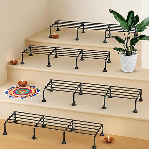 Pivalo 24 Inch Rectangular Plant Stand (Pack of 4)| Heavy Duty Metal Gamla & Flower Pot Holder with 7 Layer Anti-Rust Coating | Planter Stand for Indoor Outdoor Balcony Patio Living Room & Home Garden