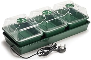 EarlyGrow Heated Electric Shatter Resistant 3-Bay Windowsill Propagator with Capillary Mat and Tray (Self-Watering)
