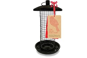 HONEYFIELD'S Honeyfields 71486497 Hanging Wild Bird Peanut feeder, Urban Garden Design in Black & Metal for long lasting outdoor & garden use. Ideal for Feeder Poles & Hanging on Trees, 20.0 cm*11.2 cm*11.2 cm