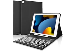 SENGBIRCH Custodia con Tastiera Italiano per iPad 10.2 9a/8a/7a/2021/2020/2019/iPadAir 3/Pro10.5, 7 Colori Retroilluminazione Italiano Tastiera Bluetooth Wireless per iPad 10.2", Nero