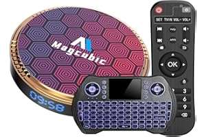Magcubic Box Android TV 12.0 4GB 64GB H618 Chipset Supporto WiFi6 2.4G 5.8G 4k 6K HDR10 USB2.0 BT5.0 con Mini Tastiera Senza Fili Retro Illuminata