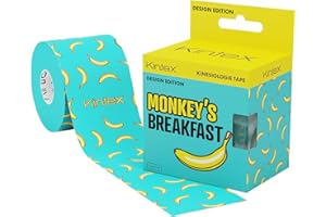 ‎KINTEX Kintex Kinesiologie Tape Design Edition, 5 cm x 5 m, hautfreundliches & wasserfestes Kinesiologie Tape, Physio Tape, Medizinisches Tape, Sporttape (Monkey´s Breakfast)