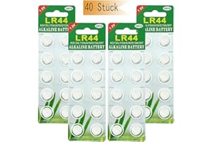 GutAlkaLi 40 Stück AG13 LR44 1.5V Alkaline Knopfzelle Batterien Ohne Quecksilber (357/357A/L1154/A76/GPA76)