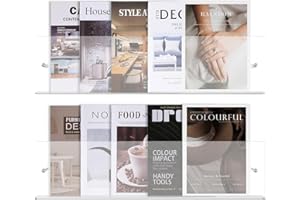 DuvinDD 2PCS Porte-revues Muraux en Acrylique Transparent, Porte Revue Mural Acrylique, Longueur 60CM, Vinyle Etagère Mural, Étagère de Rangement Transparente pour la Maison, Le Bureau et Le Salon