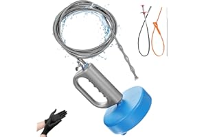 Biigdan Molla Sonda Sturatubi 10M, Riutilizzabile Sonda Sturatubi Professionale con guanti,Stura Lavandini e Scarichi Kit di Attrezzi per Fognature, Cucine, Bagni, WC e tubi di Scarico Intasat