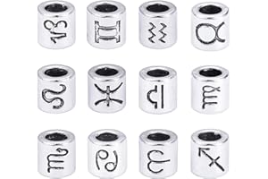 LiangGui 60pcs Perles Espacement Perle Intercalaire Signe du Zodiaque Perle Européenne pour Création de Bijoux Collier Bracelet 7.5mm, Trou 4mm