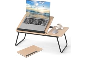 LIFEZEAL Tavolino, Vassoio da Letto per PC, Colazione, Mangiare, Pieghevole, Regolabile, Inclinabile, Servitore, con 2 Piani Separati, Barra Anticaduta (nero)