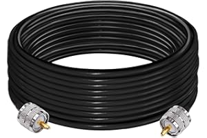 TUOLNK Cable PL259 Cable de radio CB RG58 Puente PL259 32,8 pies (10 M) SO239 UHF Cable de extensión macho a macho Cable coaxial negro RF de baja pérdida Cable coaxial PL259 para radio bidireccional