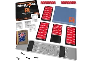 GENMAG® 2x Magnetic Number Plate Holder [Extra Strong & Universal] Frameless License Plate Holder for Cars | Magnetic Number Plate Kit | Invisible Car Registration Plate Frames | Removable