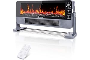 TIAZHAN Chimenea Eléctrica,22 Pulgadas,De Escritorio y para Montaje en Pared, Equipada con Control Remoto y Pantalla Táctil, Temporizador de 1a 12 Horas, Equipado con Protección contra Sobrecalentamiento